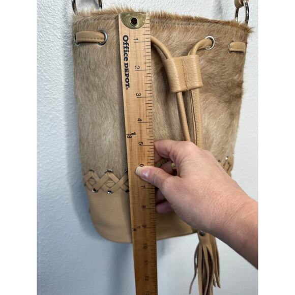 Saudara Carly Cowhide & Leather Silver Embellishment Bucket Bag - Picture 13 of 16